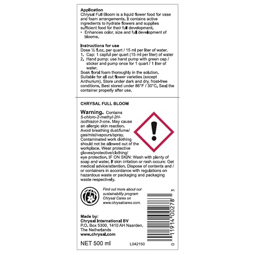 Chrysal Full Bloom Liquid Flower Food - Clear, Concentrated for Flower Arrangements & Bouquets - Mix with Water - Ideal Florist Supplies & at-Home Use - 500mL Bottle (500ml) (3 Pack)