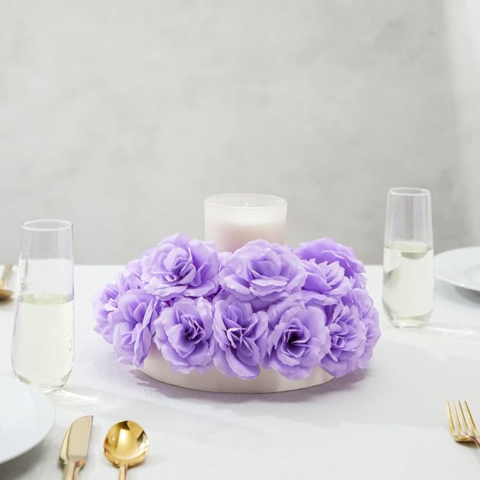 Bright Creations Silk Foam Roses - 50 Stemless 3in Light Purple Heads - Realistic Blooms for Wedding Decor & DIY Crafts - Bulk Artificial Roses Light Purple Flowers