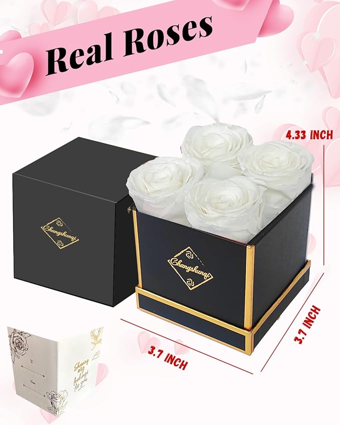 Changshunqi Forever Flowers, Preserved Real Roses in a Box Last 2-3 Years, Preserved Flowers Birthday Gifts For Womem Mom Roses Gifts for Her Girlfriends Friend Eternal Flowers Gift