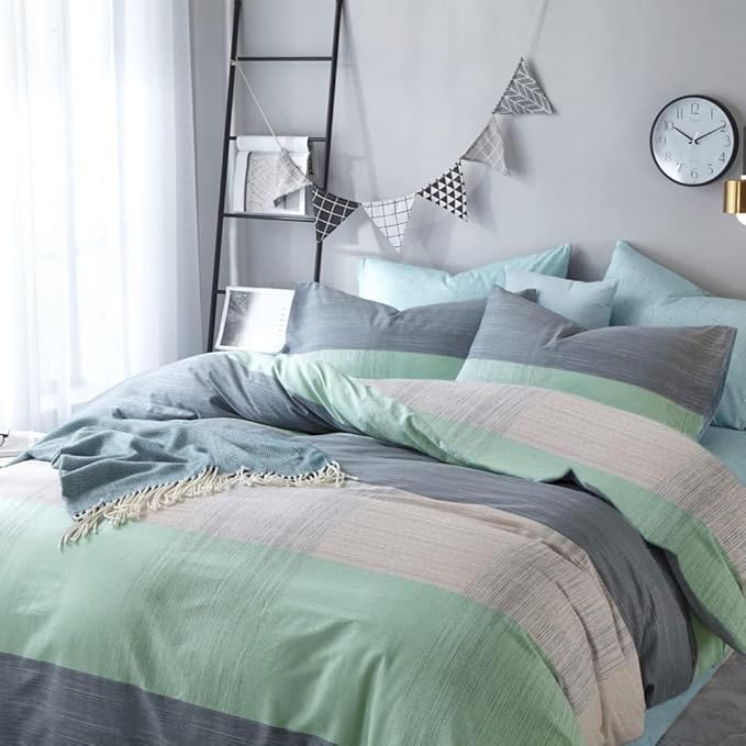 LifeTB Twin XL Comforter Set Patchwork Bedding Comforter Set Soft Fluffy Geometric Plaid Bedding Set for All Seasons Cozy Patchwork Plaid Checkered Pattern Comforter Twin XL with 2 Pillow Shams