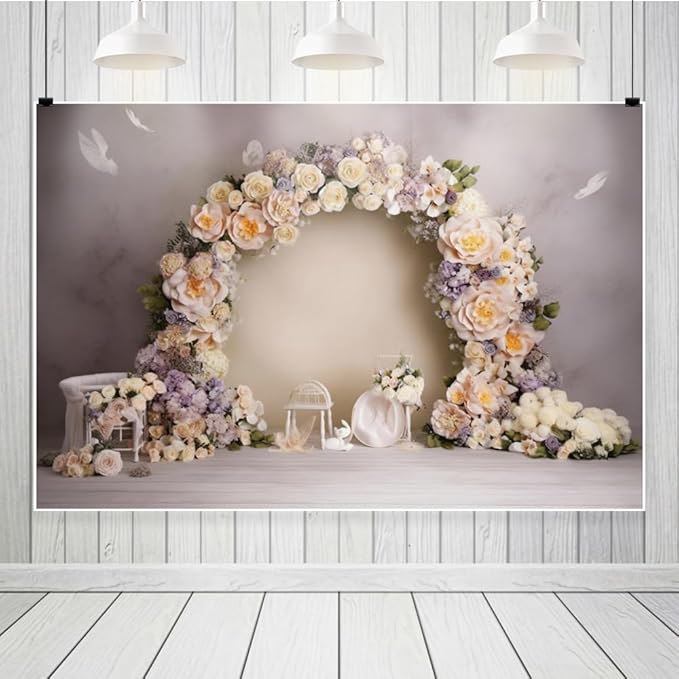 Leowefowa Wedding Flower Wall Backdrop Retro Arch Pink Floral Wall Backdrop Background for Wedding Anniversary Birthday Party Decorations Banner Studio Props 12x6ft Vinyl