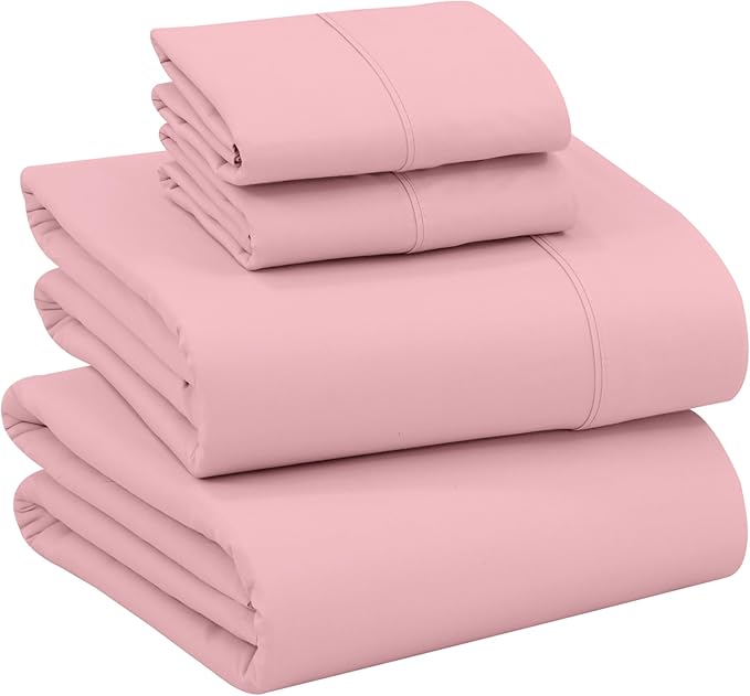 RUVANTI 100% Cotton King Size Sheets Set, 4 Pieces, Soft & Breathable Percale Weave Bedding, Deep Pocket 16", Hotel Standard, Crisp Cool Feel, Durable, Perfect Dyed Bed Sheet, Bridal Rose