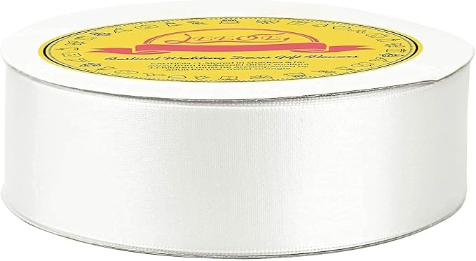 Double Face White Satin Ribbon 1-1/2 inch X 50 Yards Polyester White Ribbon for Gift Wrapping Very Suitable for Weddings Party Hair Bow Invitation Decorations and More