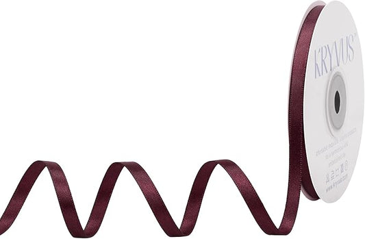 Burgundy Satin Ribbon, Double Faced 1/4 Inch X 25 Yards Burgundy Ribbon, Premium Satin Ribbon for Gift Wrapping, Crafts, Hair Bow Making, Sewing, Flower Bouquet, Wedding Party Decor