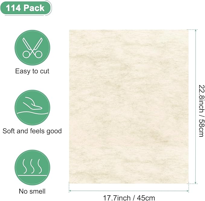 M METERXITY 114-Sheet Korean Cotton Wrapping Flower Paper, 22.8x17.7 Inch/ 58x45cm Waterproof Floral Wrapping Cotton Paper for Bouquets/Gift Packaging [Light Beige]
