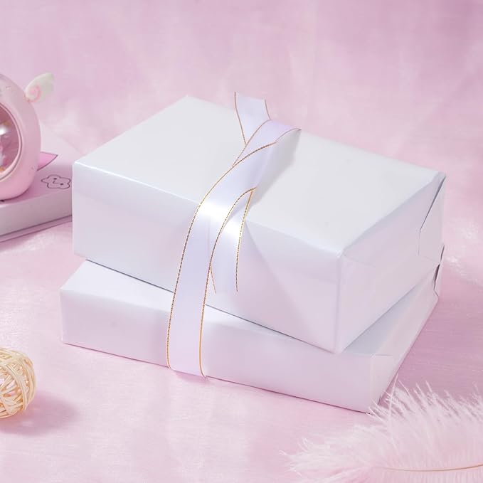 ZINTBIAL Matte White Wrapping Paper Roll with Cut Lines - Solid White Holiday Gift Wrap for Mother's Day,Wedding,Birthdays,Bridal Shower,Engagement - 17.5 in x 33 ft (48 sq. ft), Easy to Cut