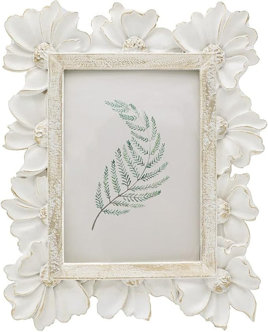 2.5x3.5 Small Vintage Picture Frame, Tiny Antique White Ornate Photo Frame, for Tabletop and Wall Display, Decorative Floral Design Retro Home Decor, Old Fashioned Photo Gallery Art