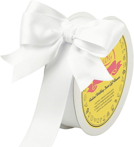 Double Face Satin Ribbon 1 inch X 25 Yards Polyester White Ribbon for Gift Wrapping Very Suitable for Weddings Party Hair Bow Invitation Decorations and More
