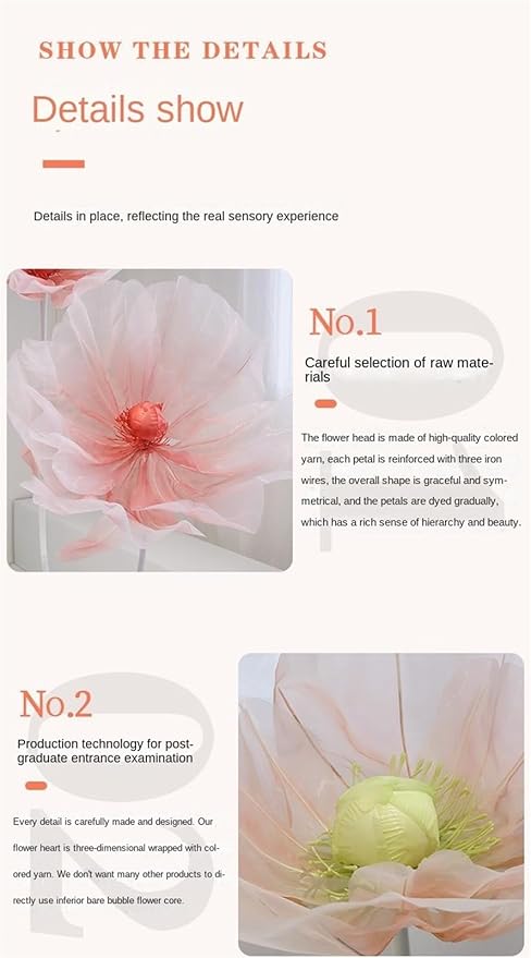 Giant Flower Decoration for Wedding Background, Party Decoration, Birthday Party, Photography Props, Shop Window Props, Banquet, Stage, Mall Display (Pink)