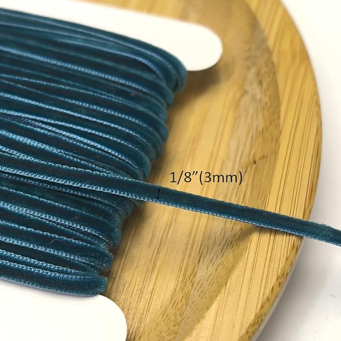 Chenkou Craft Turquoise 25 Yards 1/8" 3mm Velvet Ribbon Lots Bulk (Turquoise, 1/8"(3mm))