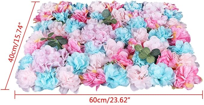 CNCEST 12Pcs Flower Panels,15.7"x 23.6" Artificial Flower Wall Panel, Flower Backdrop Wall for Home Party Wedding Christmas Festival Photo Backgdrop Decor (Colorful-12pcs)