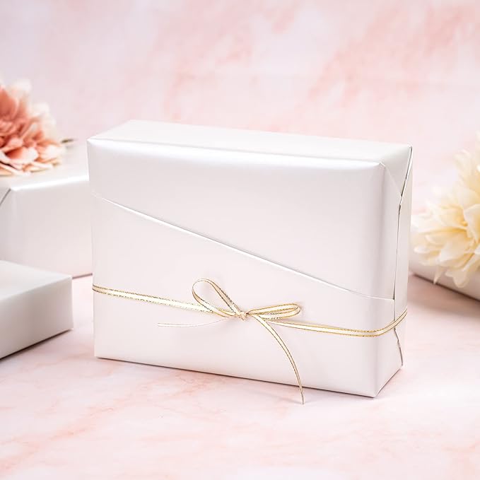 RUSPEPA Off White Metallic Wrapping Paper - Solid Color Matte Paper Perfect for Wedding, Birthday, Christmas, Baby Shower - 17 Inches X 32.8 Feet
