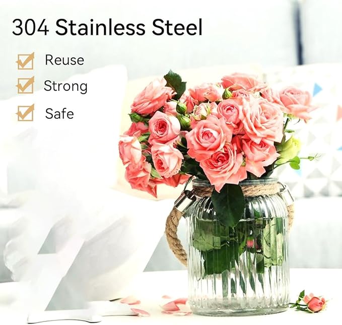 [Upgrade] 4Pcs Flower Arrangement Holder, Bold Floral Grid Reuseable Flower Frog Wire Arranger Twist, 4'/5"/6" Stainless Steel Flower Lid Arranger for Vase Floral Stems Bouquets Plant Fixation Sliver