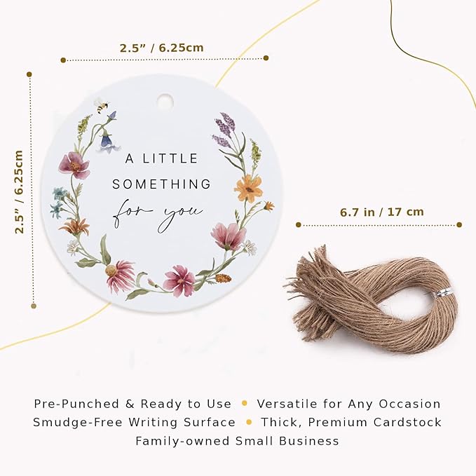50 Floral Thank You Gift Tags with String Attached, Small Thank You for Celebrating with Us Gift Bag Tags for Presents and Personalized Party Favors - Baby Shower, Wedding, Bridal Shower, Birthday