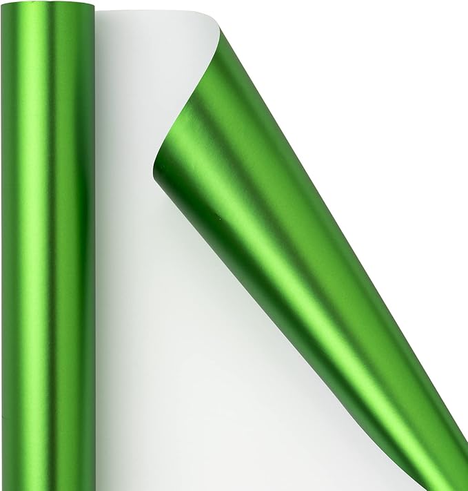 RUSPEPA Green Metallic Wrapping Paper - Solid Color Matte Paper Perfect for Wedding,Birthday,Christmas,Baby Shower - 17 Inches X 32.8 Feet (Light Green Color)