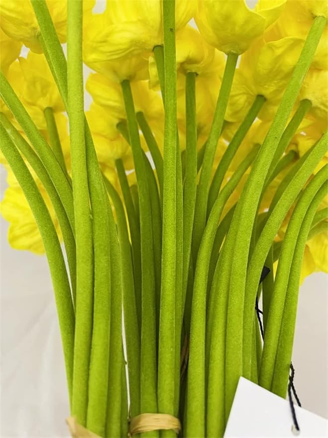 10 PCS High Quaulity Fresh Artificial Mini Real Touch PU/Latex Corn Poppies Decorative Silk Fake Artificial Poppy Flowers for Wedding Holiday Bridal Bouquet Home Party Decor (Yellow)