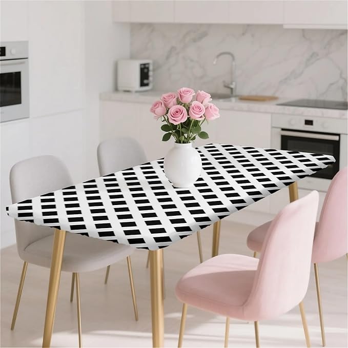 Rectangle Table Cloth Cover Waterproof Elastic Fitted Polyester Fitted Tablecloths for 4 Foot Tables for Indoor,Picnic, Camping, Outdoor （48" x 30"，Diamond Geometry）