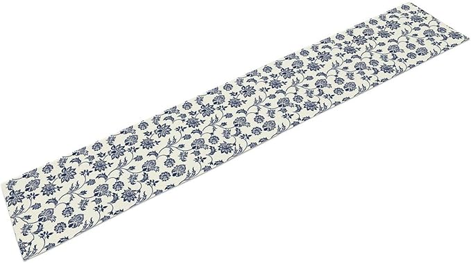 Boho Floral Table Runner, Navy Blue Paisley Flower Traditional Porcelain Vintage Decor Table Runner for Kitchen Dining Party, 13x60 Inch