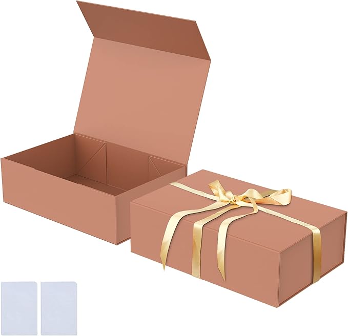 Luxury Large Gift Box 13.8"x9"x4.3" Storage Box Ribbon Magnetic Closure for Luxury Packaging Box for Mother's Day, Birthdays, Bridal Gifts,Weddings