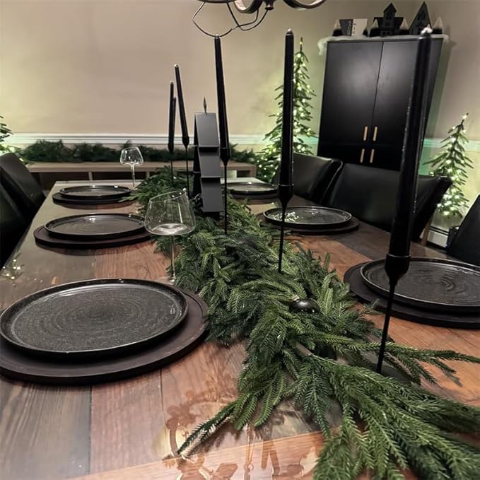 2PCS 6FT Norfolk Pine Garlands Realistic, Realistic Soft Wreath, Artificial Green Faux Cedar Pine Garland for Fireplace Mantle Indoor Outdoor Holiday Party Home Decor(2,6FT)