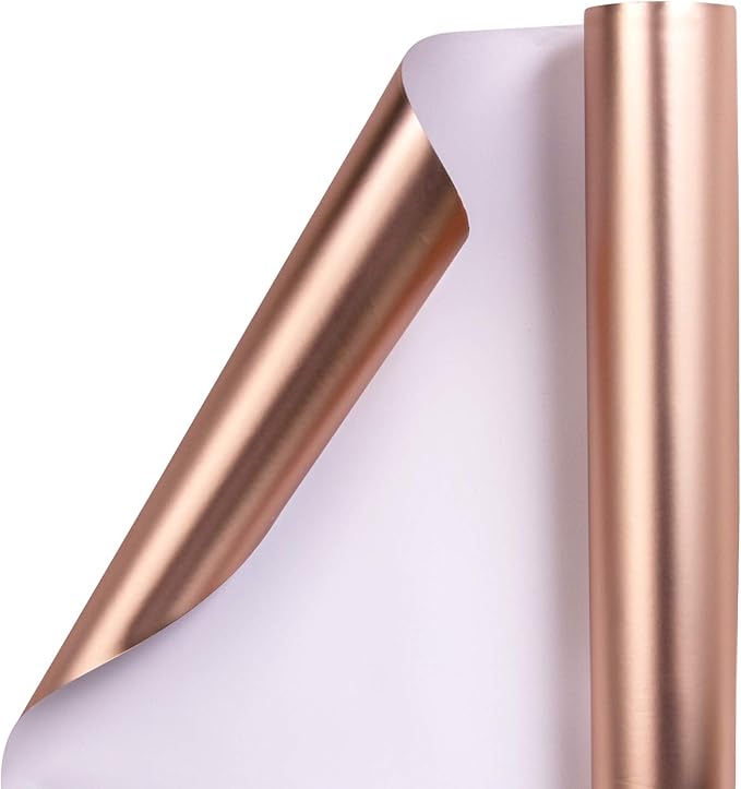 RUSPEPA Rose Gold Matte Wrapping Paper - 81.5 Sq Ft - Solid Color Paper Jumbo Roll Perfect for Wedding,Birthday,Christmas,Baby Show, Graduaction Congrats - 30 inches x 32.8 feet