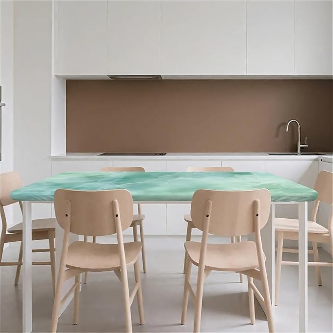 Rectangle Table Cloth Cover Waterproof Elastic Fitted Polyester Fitted Tablecloths for 4 Foot Tables for Indoor,Picnic, Camping, Outdoor （48" x 24"，Green Marble）