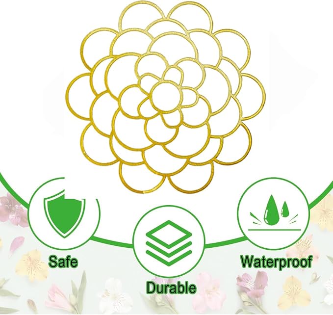 [Upgrade] 4 PCS Floral Grid for Vase, Bold Easy Arranger Flower Grid Frog Wire Flower Arranging Tool, Reusable Stainless Steel Flower Lid Arranger for Vase Floral Stems Bouquets Plant Fixation Gold
