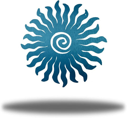 Riverside Designs Sunburst Metal Wall Art Steel Outdoor Decor - Heavy-Duty and Waterproof - Made in USA (36", Teal)
