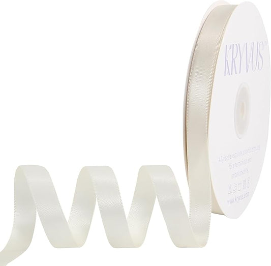 Antique White Satin Ribbon, Double Faced 1/2 Inch X 50 Yards Antique White Ribbon, Premium Satin Ribbon for Gift Wrapping, Crafts, Hair Bow Making, Sewing, Flower Bouquet, Wedding Party Decor