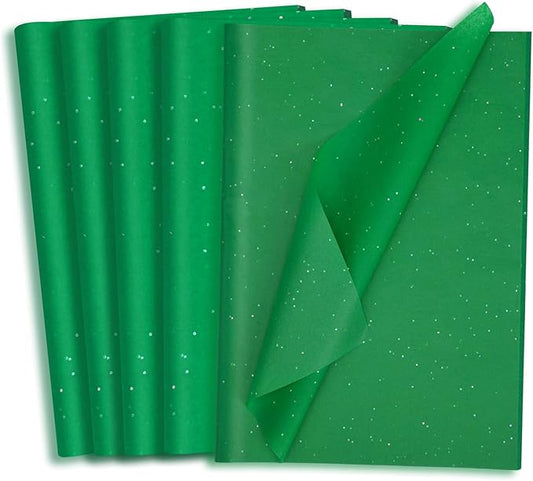 135 Sheets Green Tissue Paper for Gift Bags 20 x 14 Inch Glitter Tissue Paper Bulk for Art DIY Crafts Christmas Wedding Birthday Holiday Decor