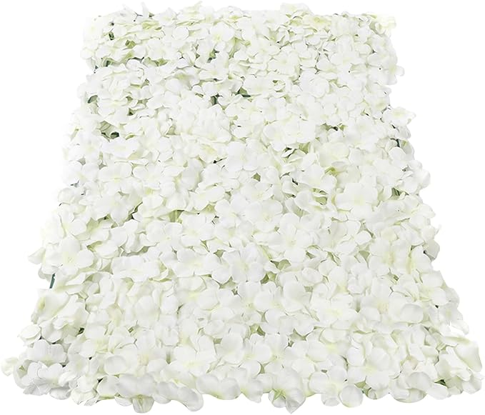 3D Flower Wall Panel, 10pcs White Artificial Floral Wall Backdrop, Realistic Silk Flower Backplanes, Roll Up Fake Flower Background for Valentines Wedding Party Photo Arrangement Decor
