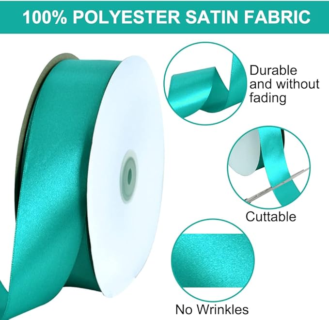 TONIFUL 1-1/2 Inch (40mm) x 100 Yard Deep Sky Blue Wide Satin Ribbon Solid Fabric Ribbon for Gift Wrapping Chair Sash Valentine's Day Wedding Birthday Party Decoration Hair Floral Craft Sewing