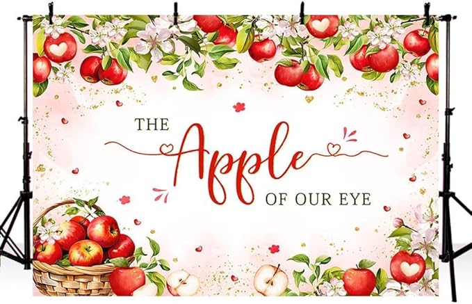 MEHOFOND Fall Apple Baby Shower Photography Backdrop - Apple of Our Eye - Red - Polyester - 8x6ft