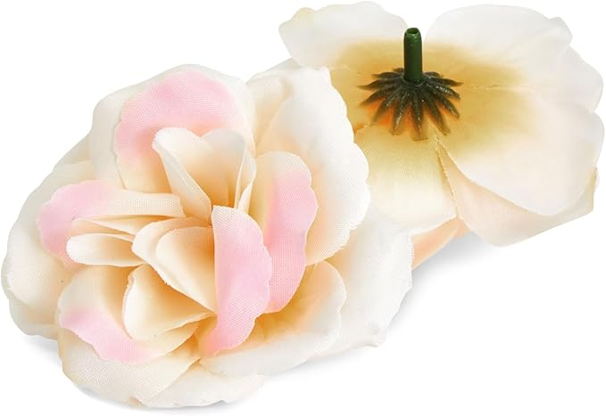 Bright Creations Artificial Roses - 3-Inch Champagne, 50-Pack Stemless Silk Heads - Silk Roses for Wedding DIY Bouquets - Gold Flowers for Centerpieces & Home Decor