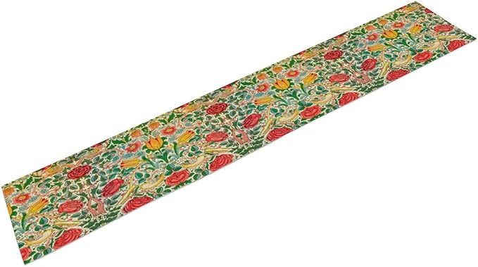 William Morris Original Design Red Rose Table Runner Vintage Floral Table Runner for Dining Table Decor 13 x 36 Inch