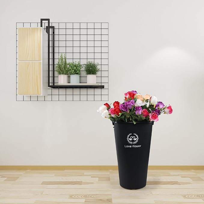 20 Inch Large Plastic Flower Buckets Vases for Cut Flowers, 4-Pack Tall Flower Display Buckets, Black