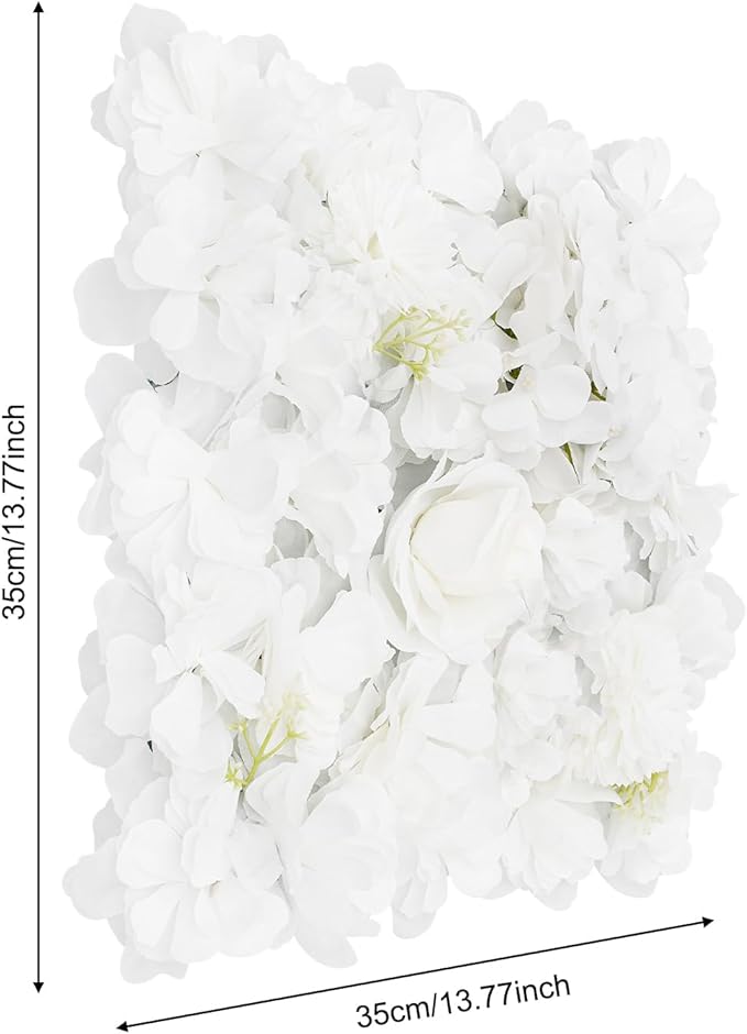 16Pcs Artificial Flower Wall Panel 3D Floral Backdrop Walls13.7 X 13.7" White Flower Wall Decor Panel Flower Backdrop for Party Home Background Decor