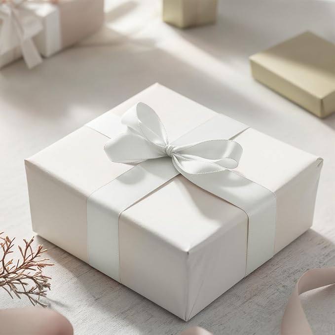 White Satin Ribbon 1-1/2 inch, 50 Yards Solid Fabric Ribbons for Flower Bouquet Wedding Invitations Crafts Wrapping Bow Making Party Home Decoration