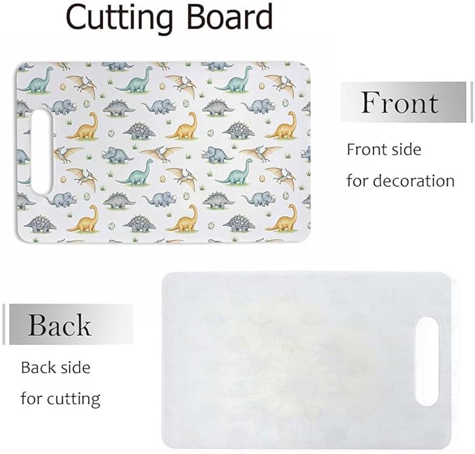 Cute Dinosaur Cutting Board Watercolor Cartoon Animal Colorful Grip Handle Chopping Boards Cutting Board for Kitchen Plastic 16" x 10" x 0.24"