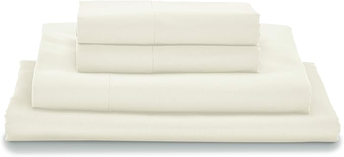 MyPillow Giza Dreams Bed Sheets, 100% Certified Giza Egyptian Cotton, Deep Pocket, Sateen Weave [Twin XL, Ivory]
