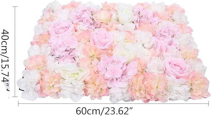 10Pcs 23.62"x 15.74" Artificial Flower Wall Panels,Flower Wall Mat Silk Flower Panels for Outdoor Garden Backyard Fence Fence Privacy Screen and Indoor Wall Decor(Light Pink,10Pcs)