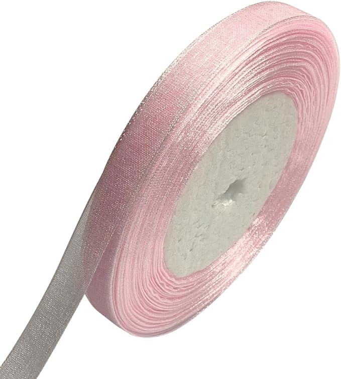 Chenkou Craft Solid Organza Ribbon 1 Roll 50Yards Pink Craft Bow Party Decoration Packing Ribbons (Pink, 3/8"(10mm))