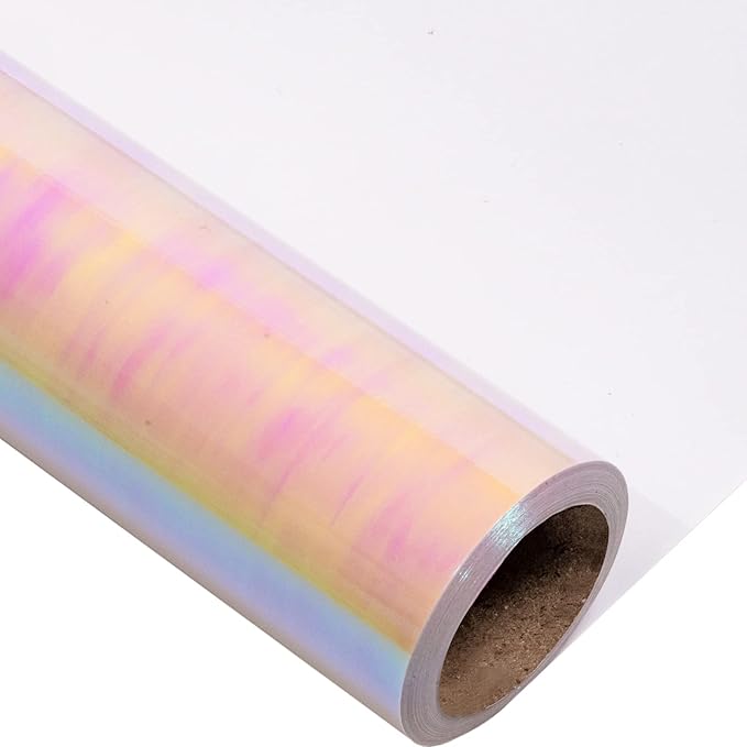 LeZakaa Pink Wrapping Paper Roll - Holographic Iridescent Wrapping Paper for Birthday, Valentine's, Mother's Day, Holiday - 17 inches x 32.8 Feet (47.23 sq.ft.)