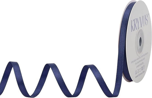 Navy Blue Satin Ribbon, Double Faced 1/4 Inch X 25 Yards Navy Blue Ribbon, Premium Satin Ribbon for Gift Wrapping, Crafts, Hair Bow Making, Sewing, Flower Bouquet, Wedding Party Decor