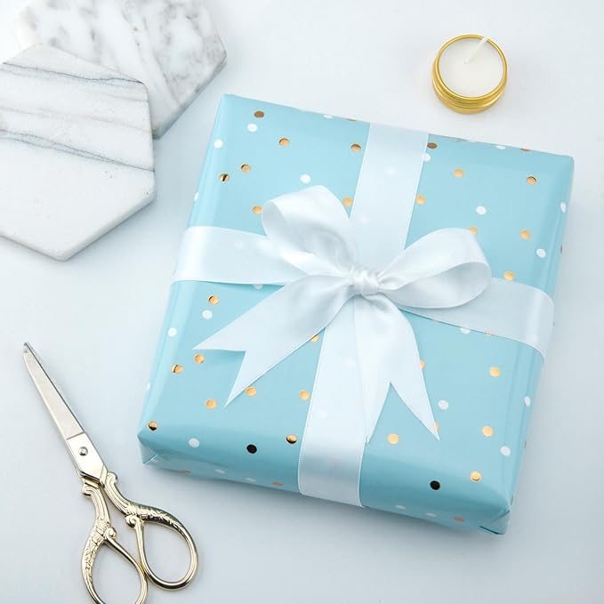 WRAPAHOLIC Wrapping Paper Sheet - 12 Sheets Flamingo/Mermaid/Polka Dot/Brushstroke Design Folded Flat for Birthday, Party, Baby Showers - 19.7 Inch X 30 Inch Per Sheet