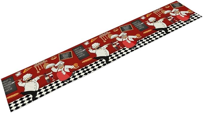 Chef Table Runner,Farmhouse Decor Burlap Table Runners for Party Wedding, Chef Decorations for The Kitchen, Chef Kitchen Decor 13x36in