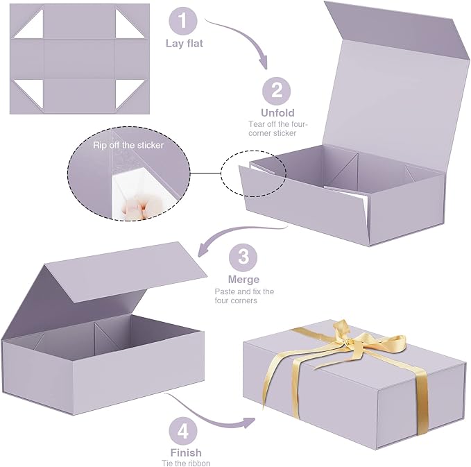 Luxury Large Gift Box 13.8"x9"x4.3" Storage Box Ribbon Magnetic Closure for Luxury Packaging Box for Mother's Day, Birthdays, Bridal Gifts,Weddings