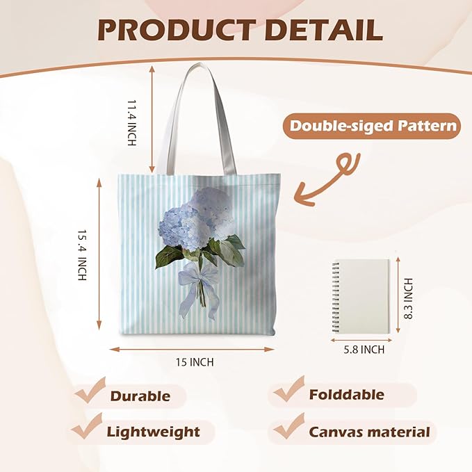 Floral Tote Bag, Floral Bag for Women, Reusable Grocery Bags Shopping Bags