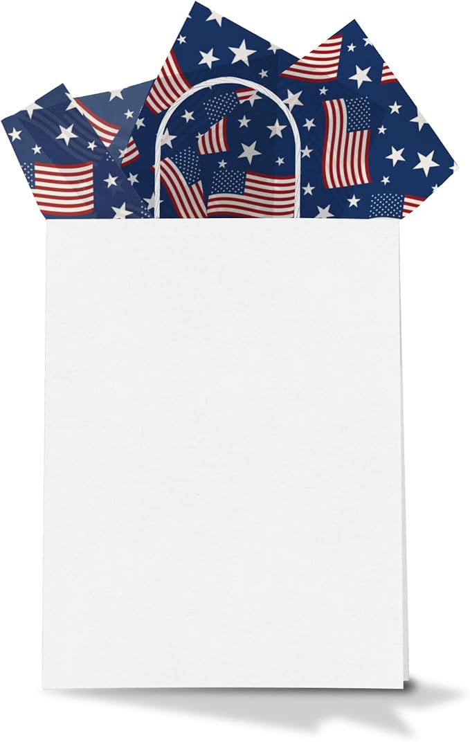 American Flag Printed Tissue Paper for Gift Bags or Boxes and Wrapping - Fourth of July Summer Bulk Decorative Art Tissue Paper for Packaging and Gifting | 24 Sheets 20" x 30"