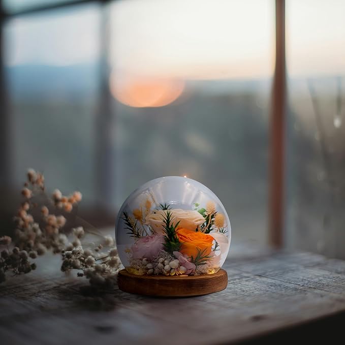 Eternal Flowers: Forever Flower Gifts for Her-Elegant Preserved Flowers in Glass Dome-Romantic Valentines, Anniversary, Mom Gifts for Her-Flowers for Delivery Prime (Champagne)